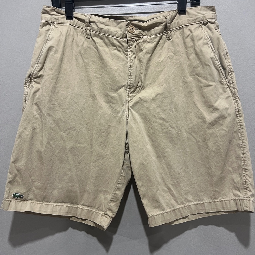 Lacoste Classic Fit Cotton Twill Shorts – Khaki size US 34